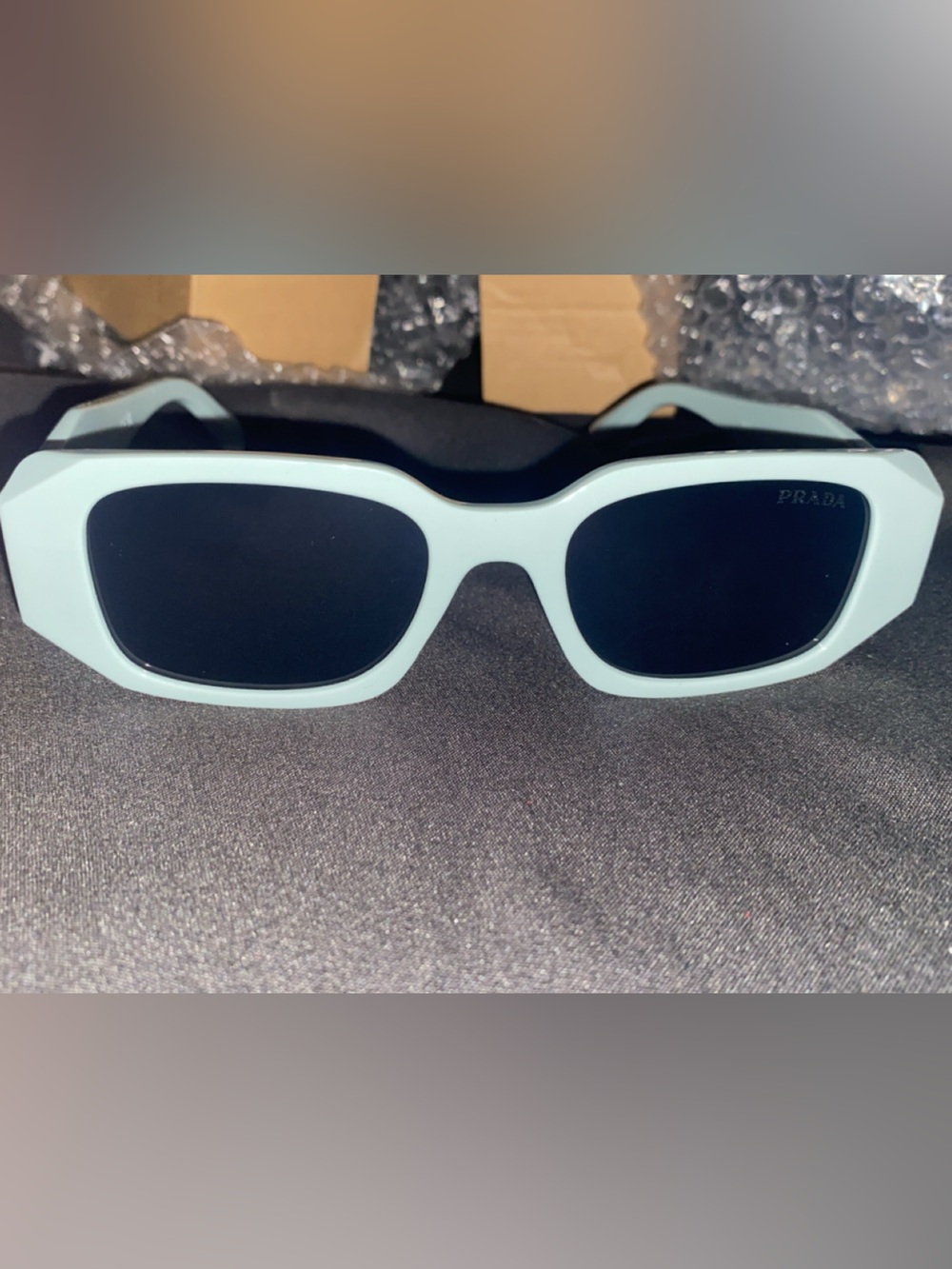 PRADA Powder Blue Rectangular Sunglasses for Men - Picture 2 of 7
